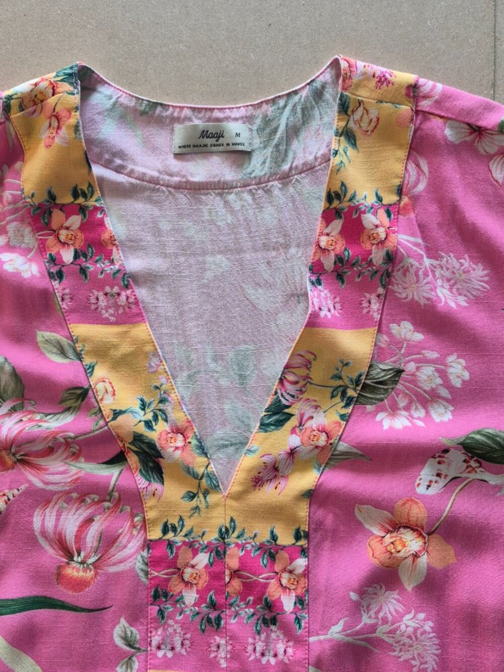 Maaji Pink Floral Kimono Mini Dress Cover Up Boho - Picture 10 of 15